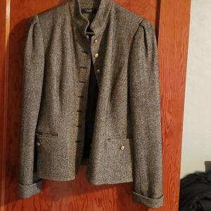 Back and tan wool tweed blazer